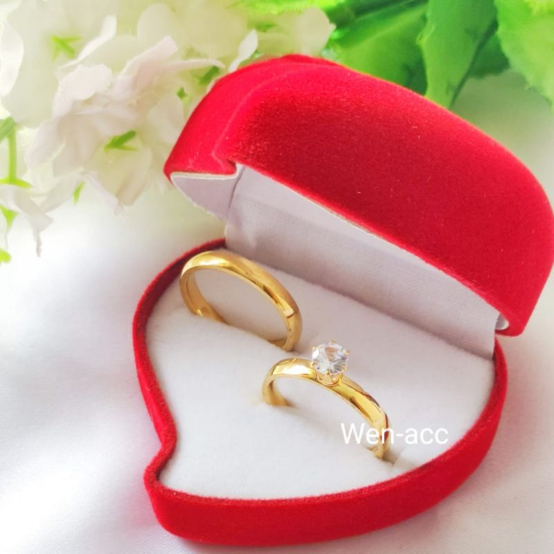 Cincin Couple Pasangan Cincin Nikah/Cincin Tunangan Pria dan Wanita Bahan Titanium