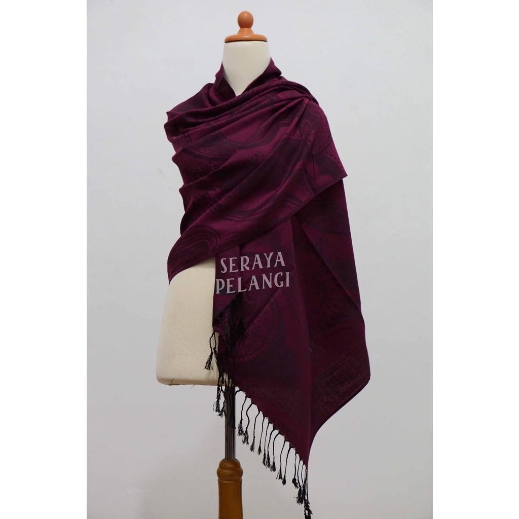 Pashmina Cashmere Keong 35 | Motif Bunga/Kembang | Selendang | Scarf | Syal | Shawl | Pasmina | Souvenir | Hadiah Ulang Tahun | Birthday Gift | Aksesoris Fashion Wanita | Import Quality | Grosir Murah