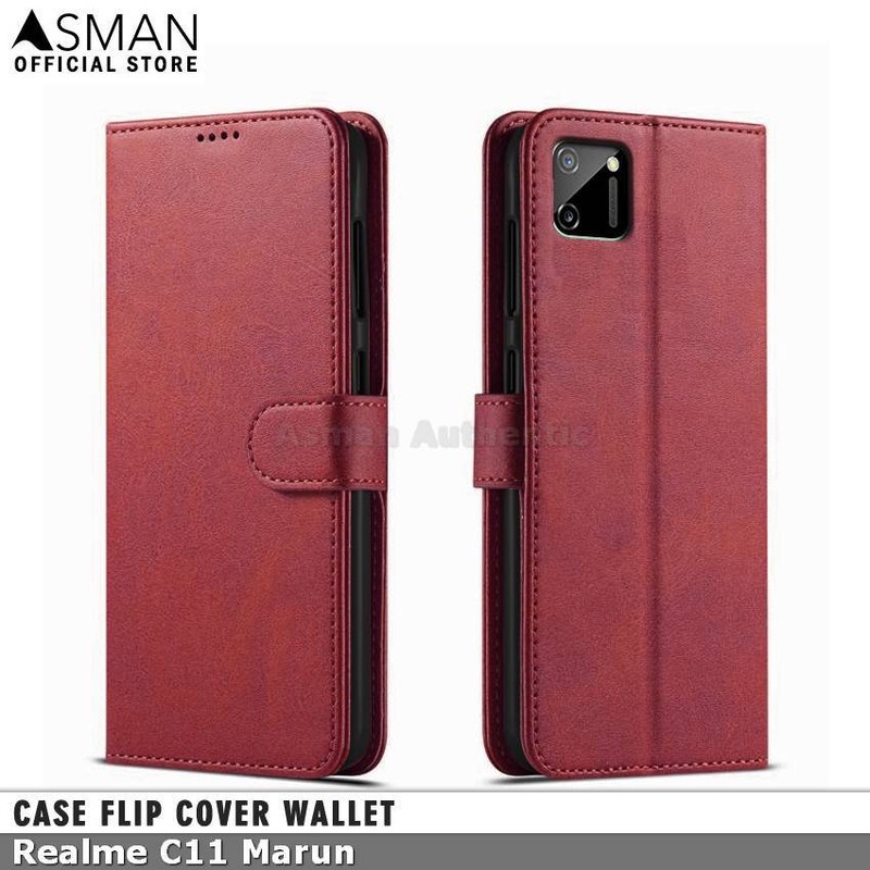 Asman Case Realme C11 Leather Wallet Flip Cover Premium Edition