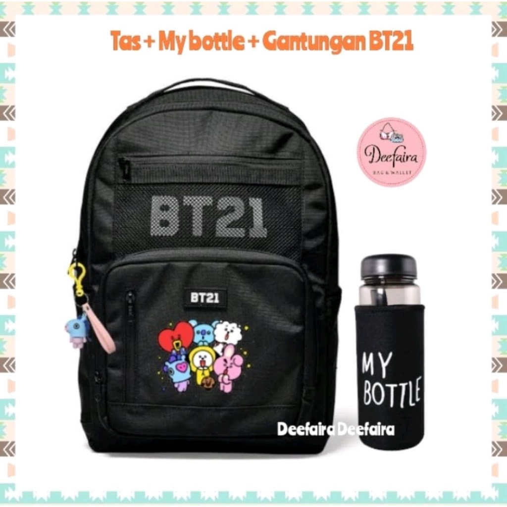 Tas Backpack Sekolah Wanita SMP SMA Ransel Bete21 Free Gantungan dan My Bottle