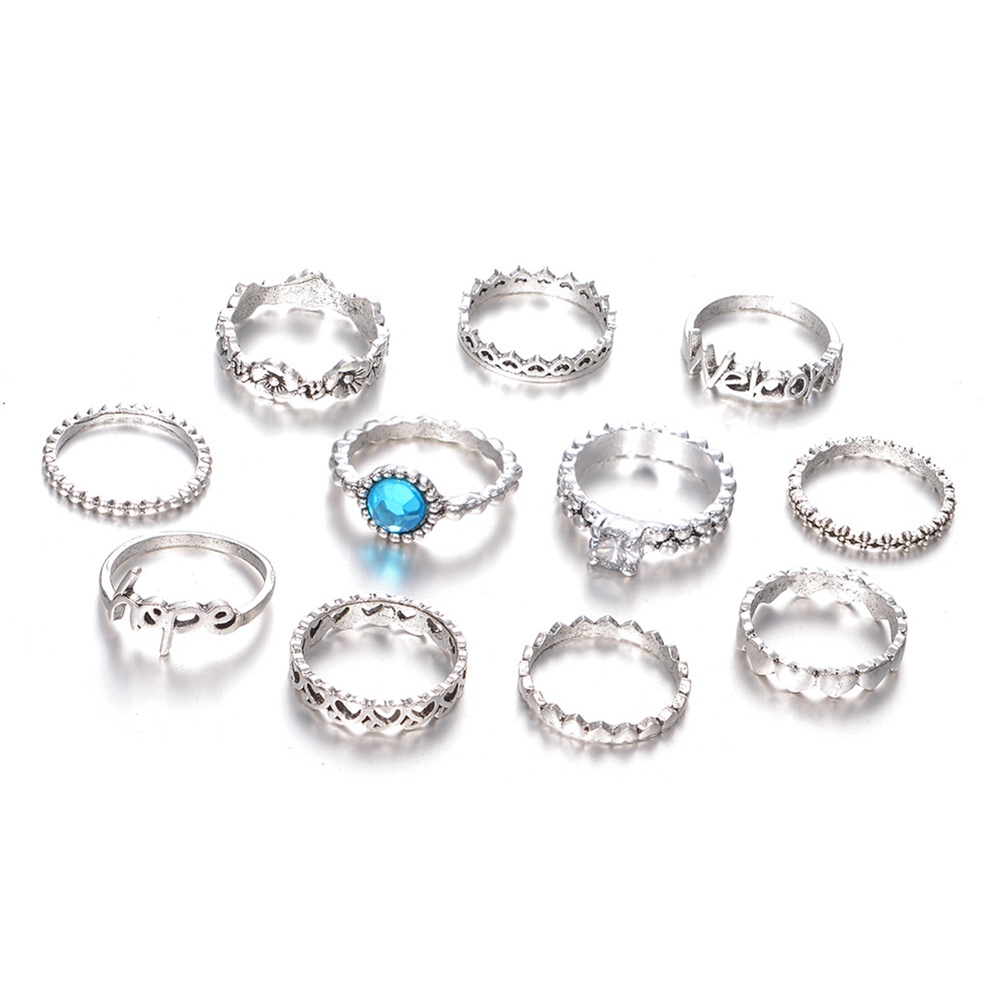 Hu Hu Hu Hu Hu Alat Bantu Pasang Kacamata♡ 11pcsset Cincin Knuckle Desain Hati Hollow Hias Zircon Untuk Wanita