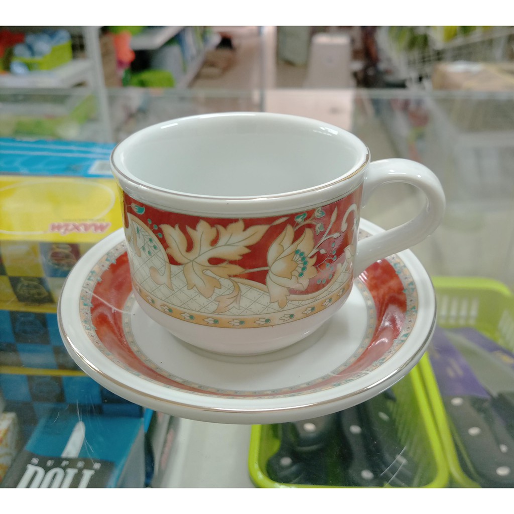 CANGKIR KEMBANG 50390 / CANGKIR DENGAN LEPEK / CANGKIR PUTIH MOTIF KEMBANG / CANGKIR KOPI / CANGKIR 