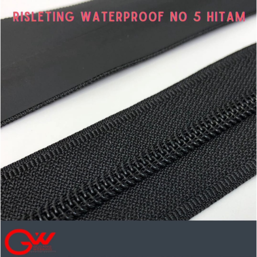 Risleting Waterproof / Zipper Waterproof / Sleting WP no5 hitam