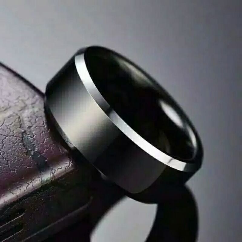 Cincin titanium polos hitam import premium anti karat