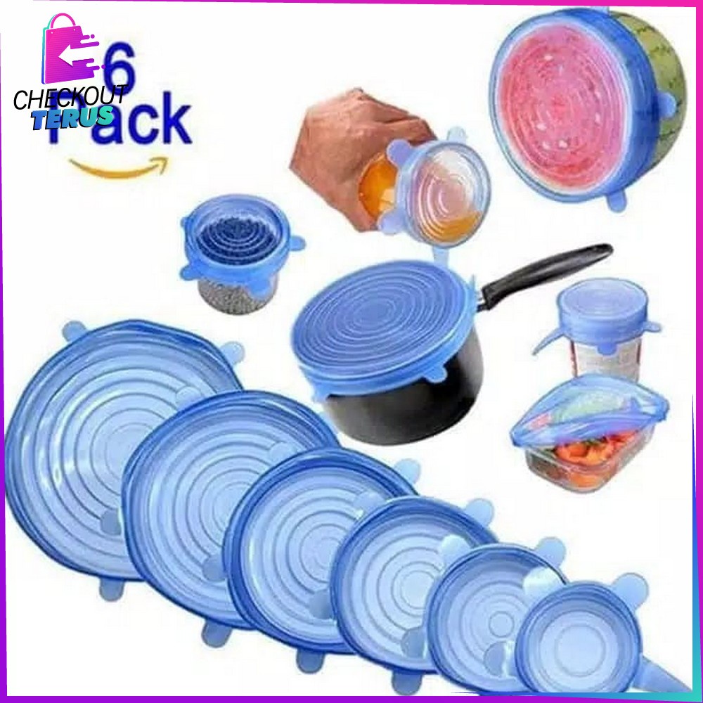 CT C143 Penutup Makanan 6IN1 Food Cover Anti Tumpah Penutup Wadah Makanan Bahan Silikon Elastis Penutup Mangkok