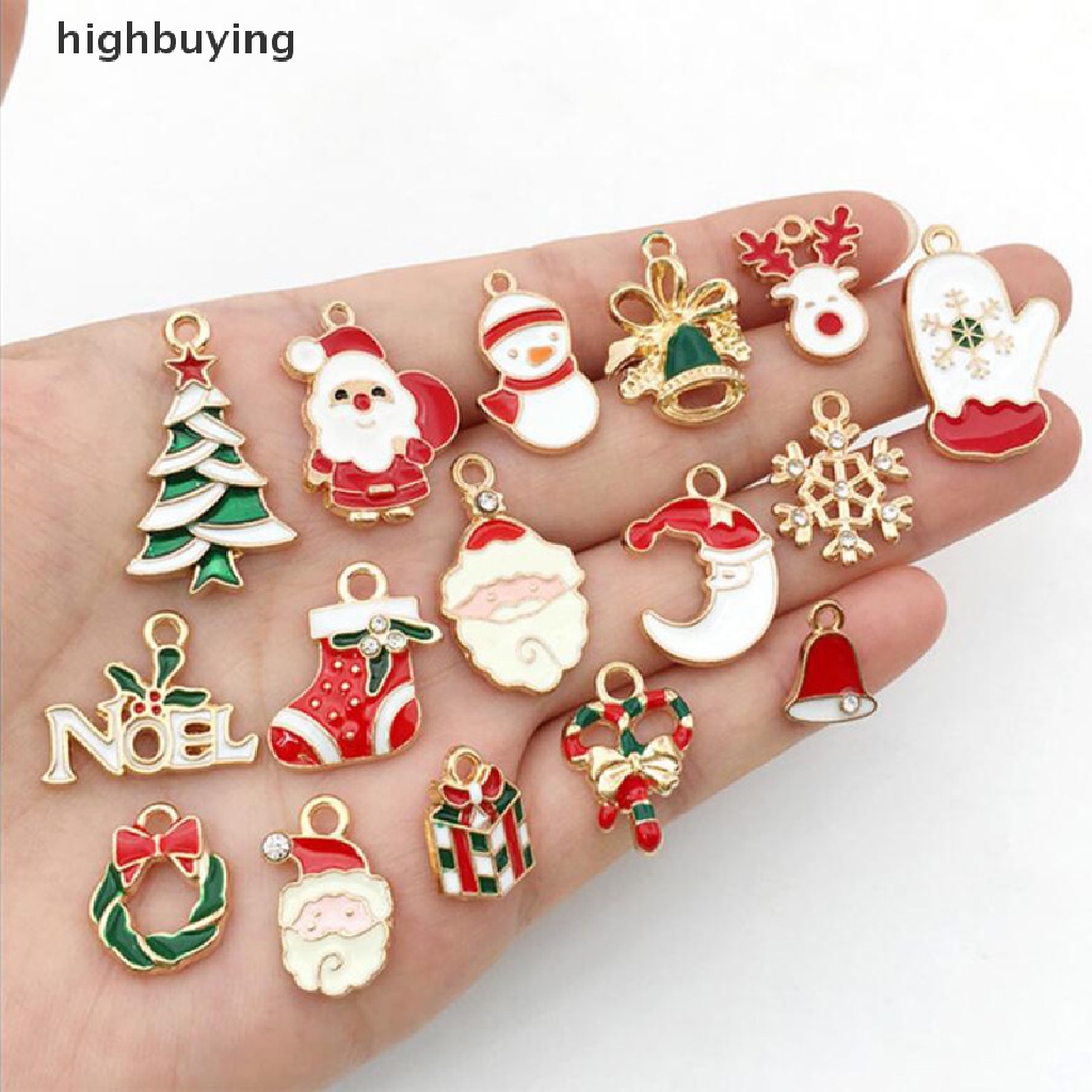 Hbid 38Pcs Liontin Enamel Bentuk Campur Tema Natal Untuk Membuat Perhiasan DIY