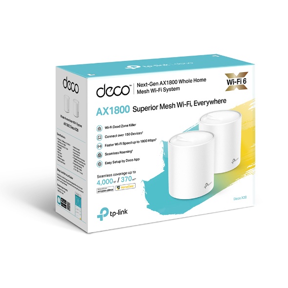 Tp-link Deco x20 2pack Whole Home Mesh Wifi System router TPLINK DECO x20 2 PACK MESH WIFI Tp-link Deco x20 2pack Whole Home Mesh Wifi System router TPLINK Deco x20 AC1200 AX1800 Whole Home Mesh WiFi System