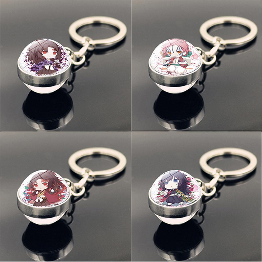 Needway Gantungan Kunci Anime Demon Slayer Trendy Unisex Spin Moon Kimetsu No Yaiba Kamado Nezuko Glass Ball Keychain