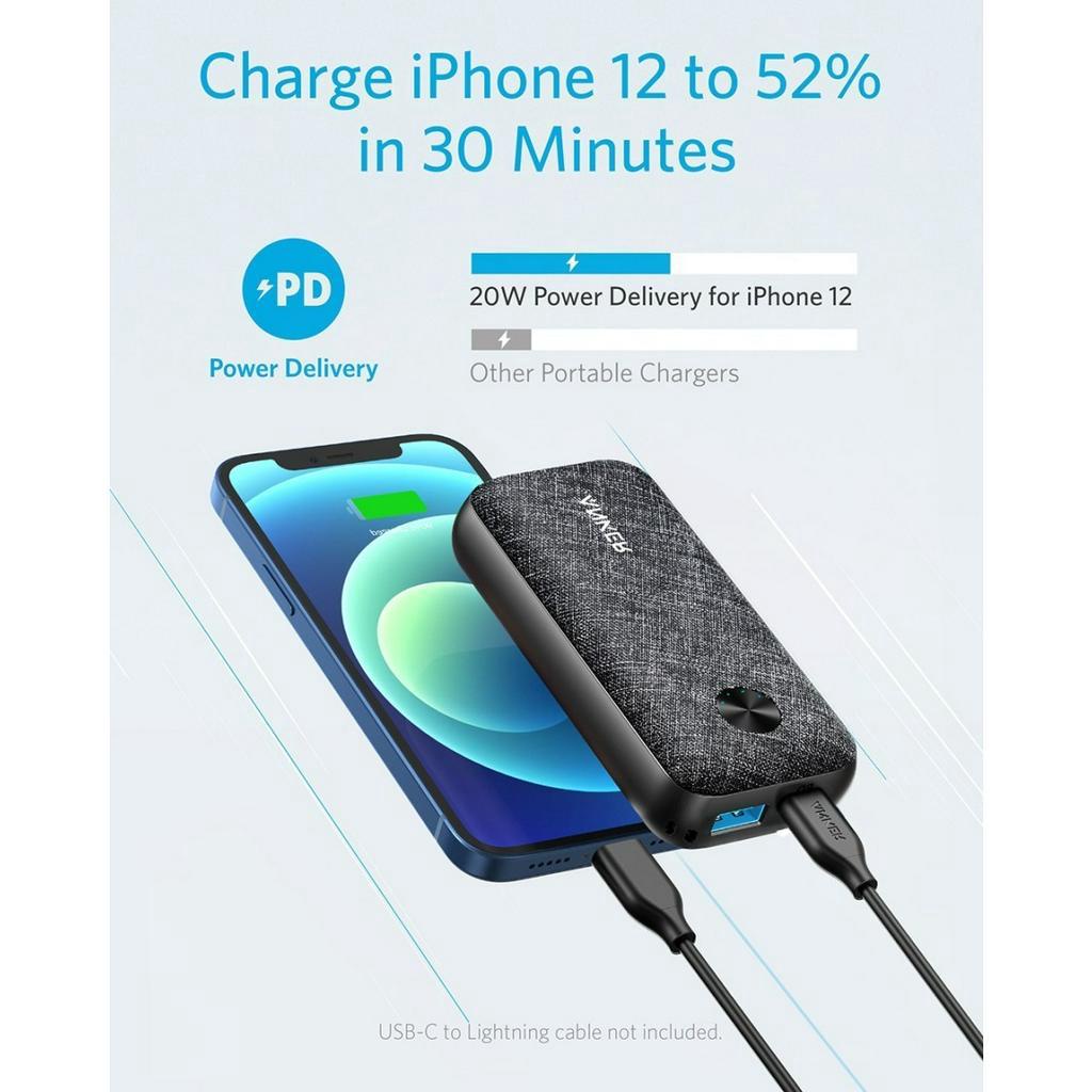 Anker PowerCore Metro 10000mAh Powerbank 25W 22.5W PPS PD QC - A1246 - Hitam