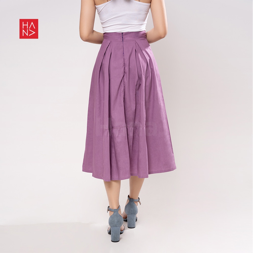 HanaFashion - Casual Midi Skirt Rok Wanita Kerja - SK035-Purple