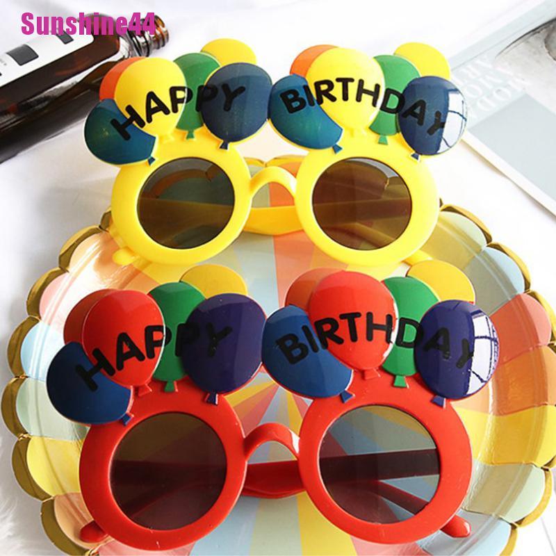 (Sunshine44) Kacamata Hitam Motif Tulisan Happy Birthday Untuk Pesta Ulang Tahun