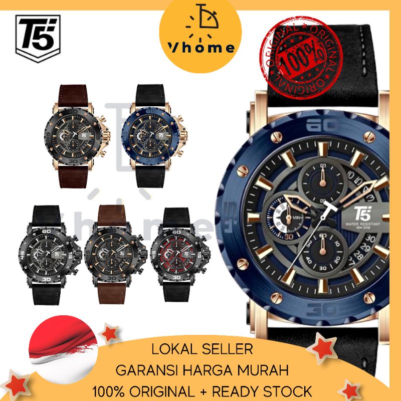 VHOME - JAM PRIA T5 ORIGINAL 100% 3641 H3641 H3641G CHRONOGRAPH WATERPROOF 3ATM BERGARANSI FREE BOX+