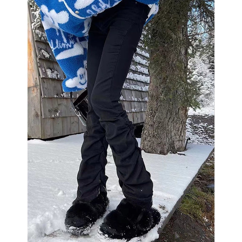 celana jeans pinggang tinggi wanita