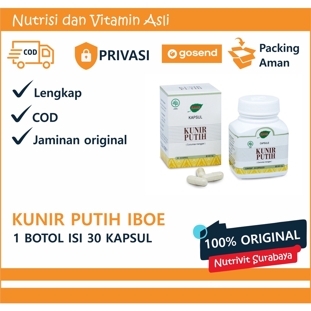 Jamu IBOE - 1 botol Kunir Putih Herbal Supplement 30 kapsul