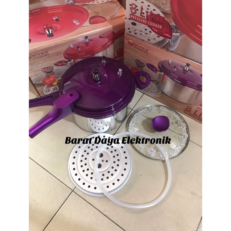 Panci Presto Supra 8Liter +Tutup Kaca Terbaru Panci Presto 8 liter 3 in 1