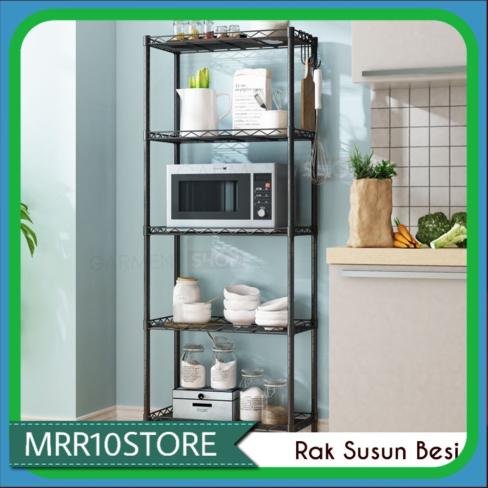Rak Barang Dapur 3 4 5 Tempat Penyimpanan Susun Full Besi Jaring Tingkat Serbaguna Bagus