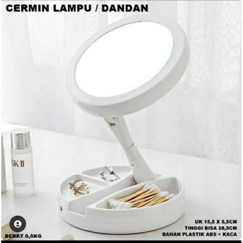 Mirror LED / Cermin Kaca Rias Make Up Lampu LED / Cermin Dandan Lampu