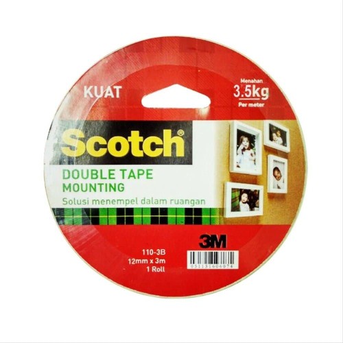 

3M Scotch Double-Sided Mouting Tape Indoor, Perekat kuat untuk penggunaan indoor