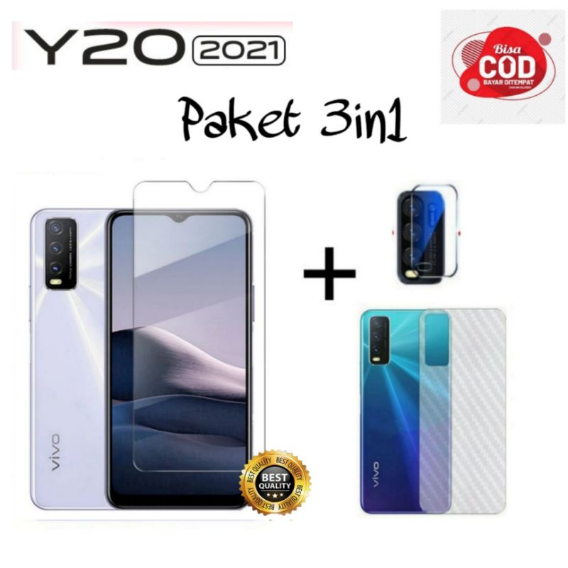 PROMO 3in1 Tempered Glass Bening VIVO Y15S Y21T Y20 Y20I Y20A Y20G Y20s Y20s G Y12s Y12 Y21 Y21S Y33s Y01 Lens Kamera Garskin 3D