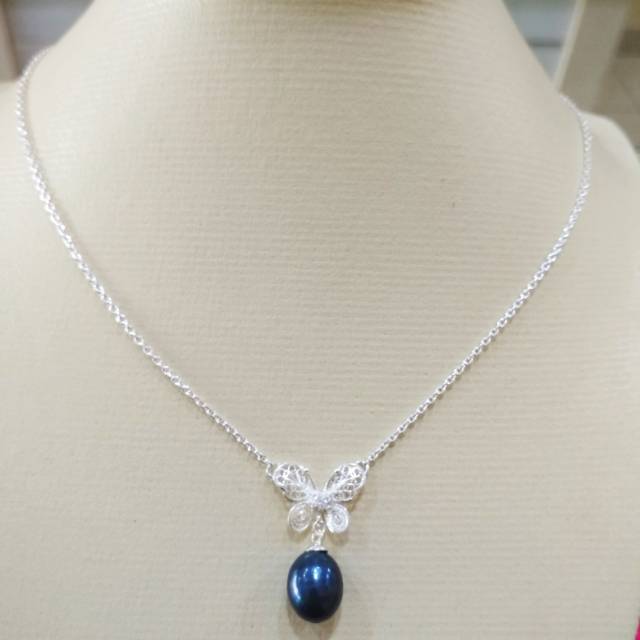 Kalung perak  kendari mutiara tawar asli