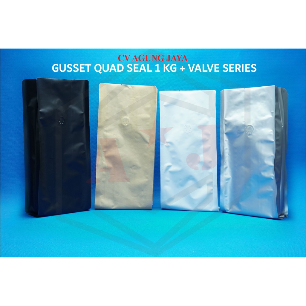 Gusset Quad Seal With Valve/ Gusset Kemasan Kopi 1Kg/Yk