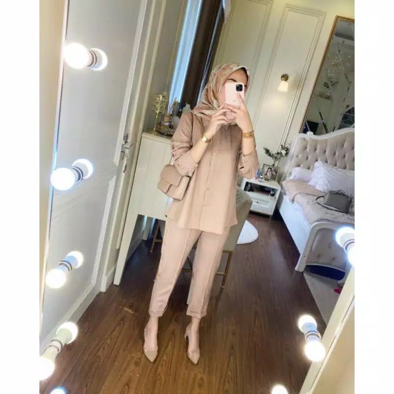 FASHION VIRAL WANITA MUSLIM REFINA BASIC ONESET SALSABILA SIZE M L XL BAJU SETELAN FORMAL WANITA