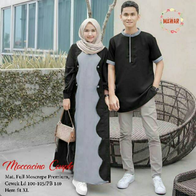 Baju Gamis Premium Couple Moccacino / Batik Sarimbit (geser gambar lihat lain)