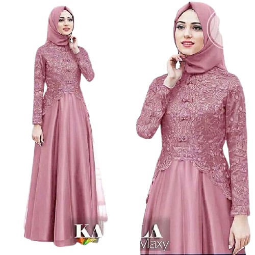 Gamis Brukat  Baju Gamis Brukat Maxy Kaella MINT Gamis Syari Muslimah Gamis Wanita Muslimah Brukat Mutiara Gamis-2