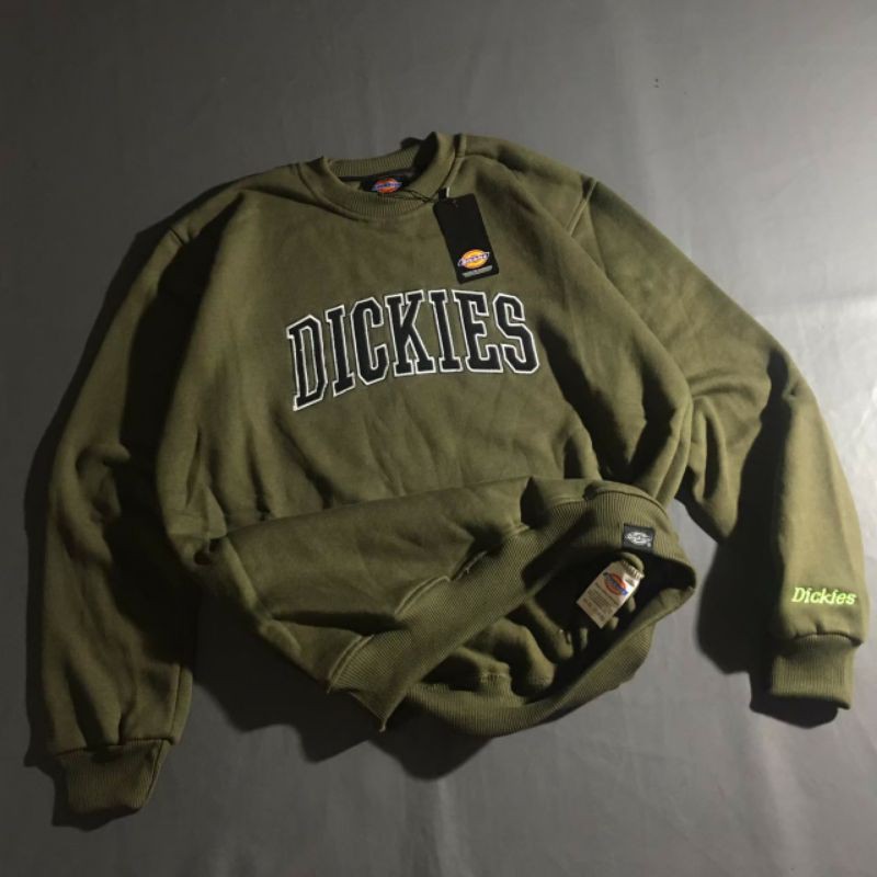 Sweater Crewneck DICKIES logo Bordir hijau army