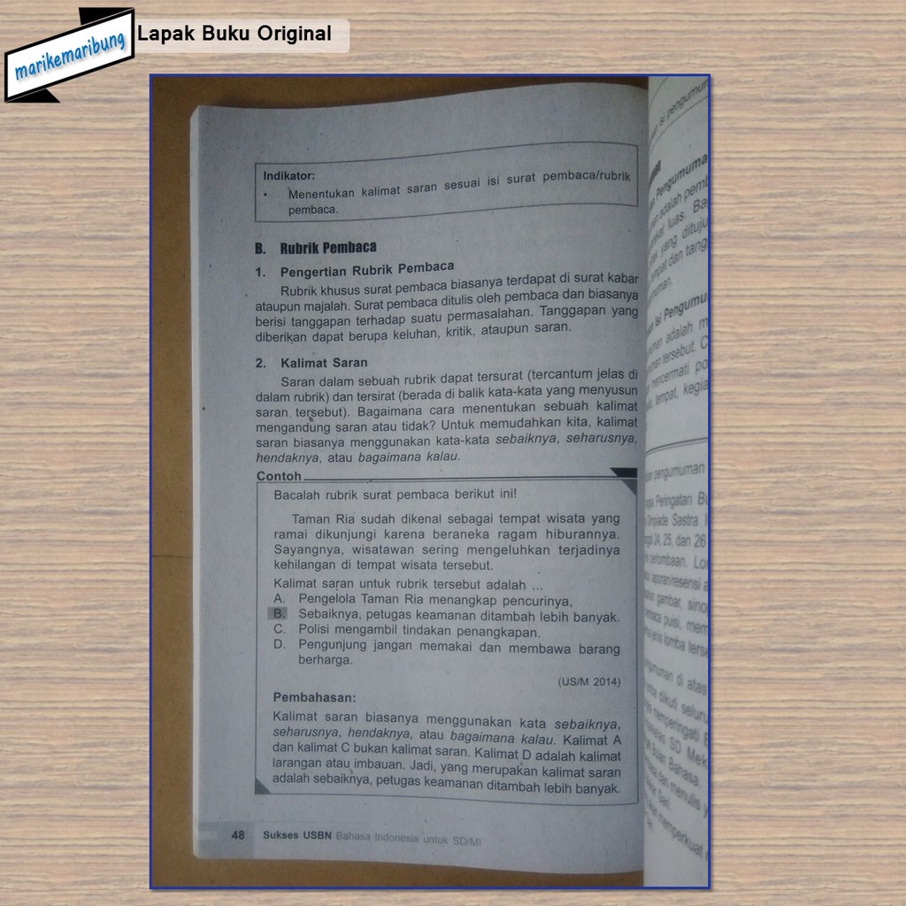 Buku Soal USBN Bahasa Indonesia SD-3