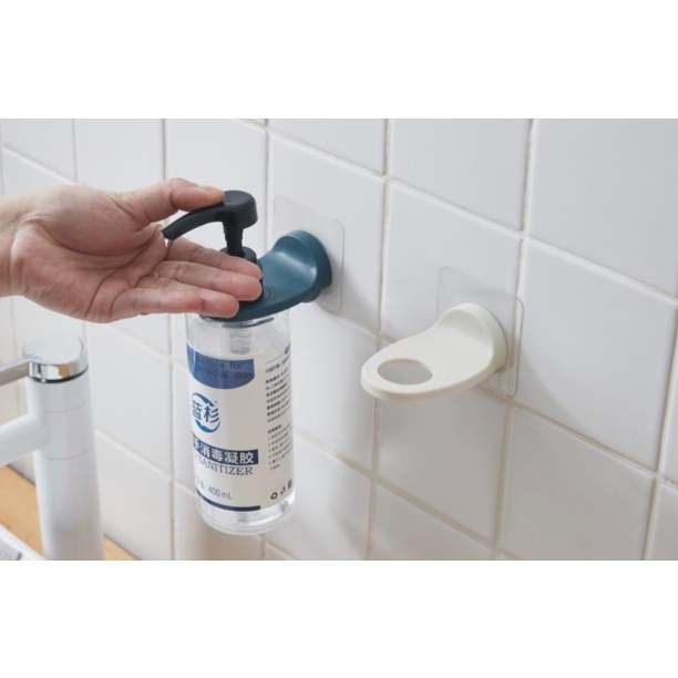 Rak Hanger Gantungan Dinding Tempat Botol Shampoo Sabun Desinfectant HandSanitizer Dispenser Perekat