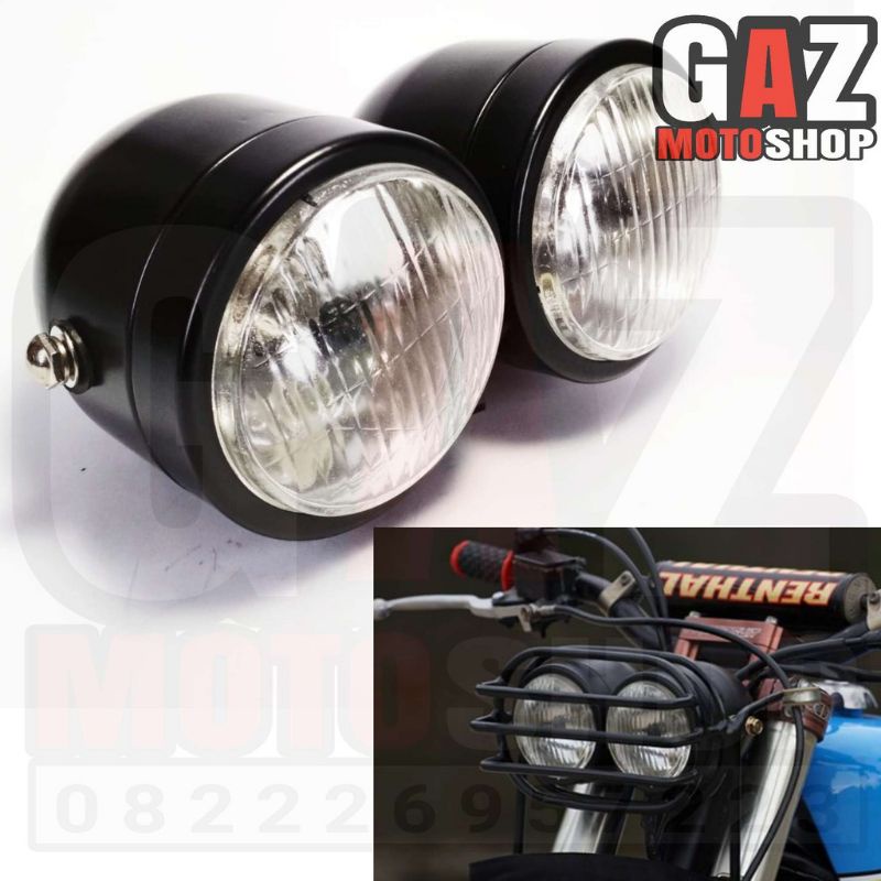 HeadLamp Double Reflektor Twin Caferacer
