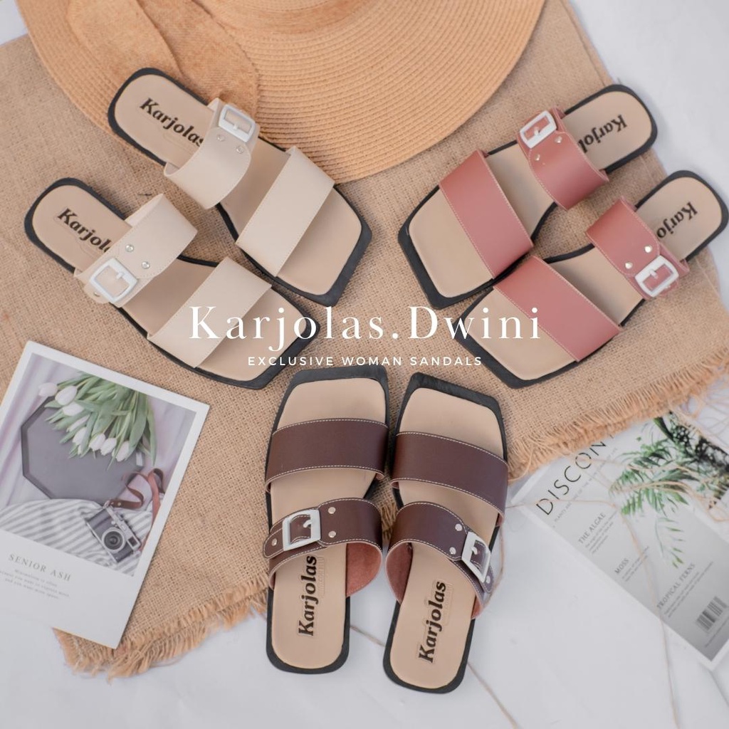 DWINI Flip Flops Sandal Wanita By Karjolas | Flat Gesper Sandals