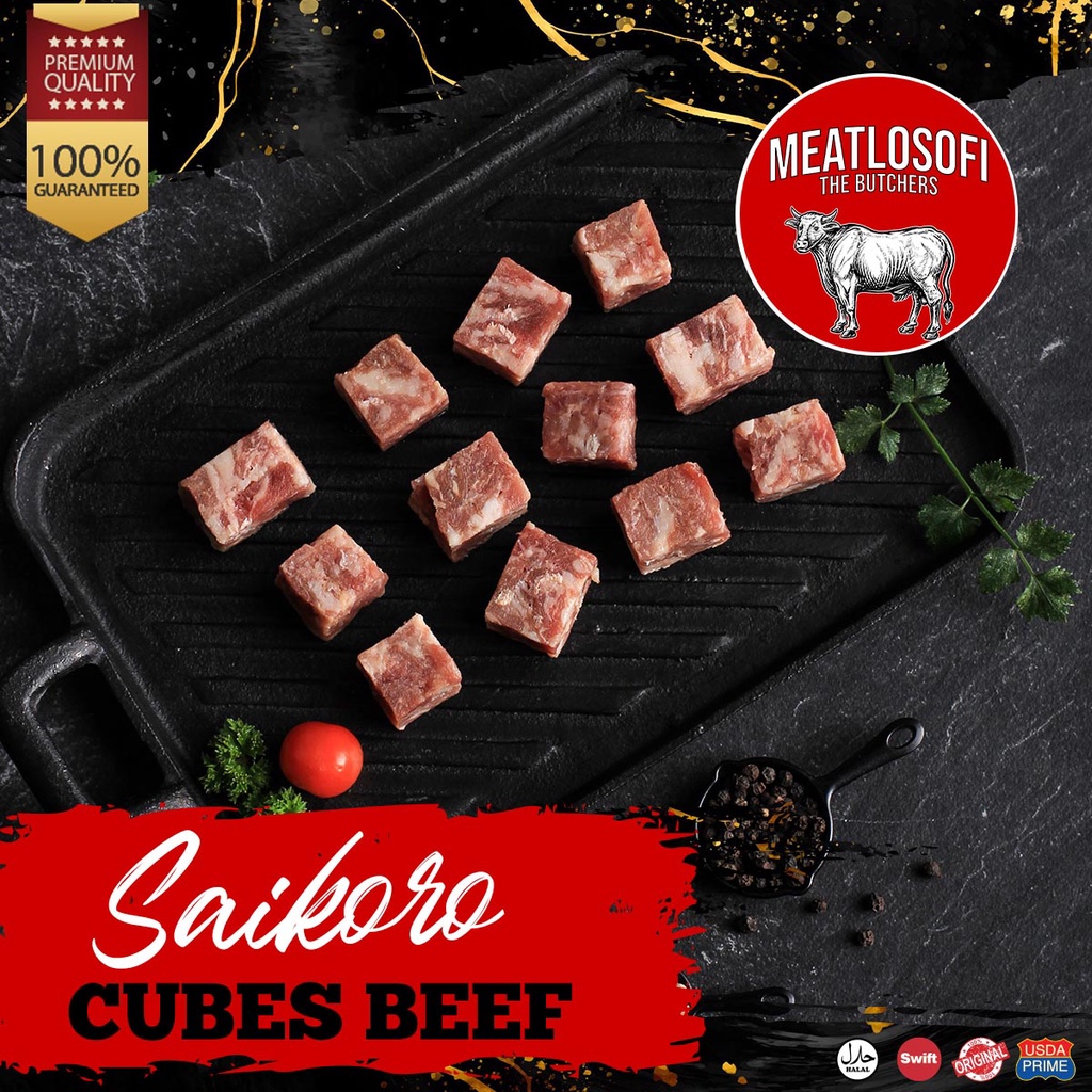 

Saikoro Beef Wagyu Meltic Cube Premium 250gr