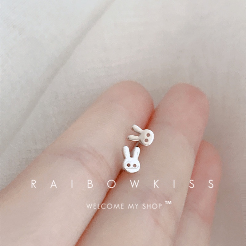 Anting Stud Bentuk Kepala Kelinci Mini Model Hollow Untuk Wanita