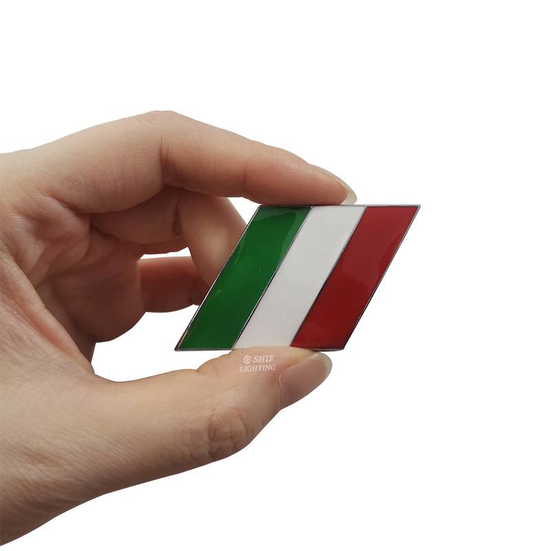 1 pair Metal Tri-Color ITALY National Flag Logo Car Auto Motor Decorative Side Rear Emblem Badge Sticker Decal