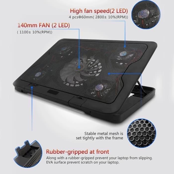 Unitech Cooling Pad Kipas Pendingin Laptop Cooler 5 Fan Hitam SYC5
