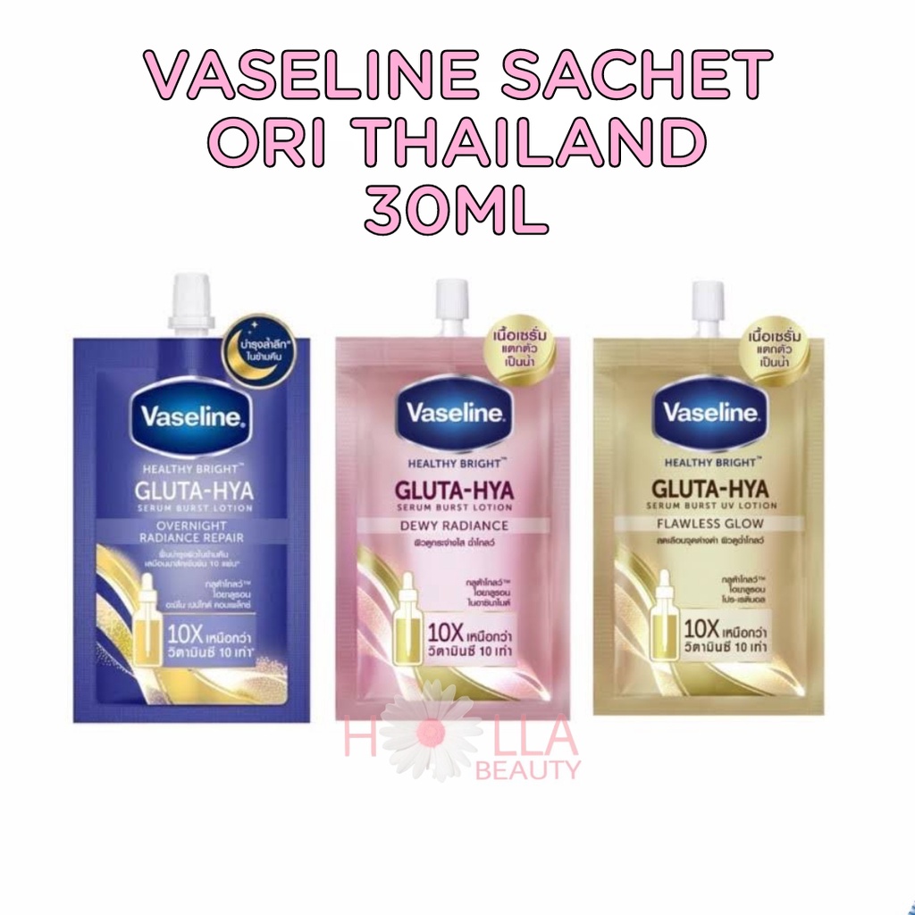 Vaseline Healthy Bright Gluta Hya Sachet 30ML/Serum Burst Lotion/Serum/Lotion/Lotion badan 30ml