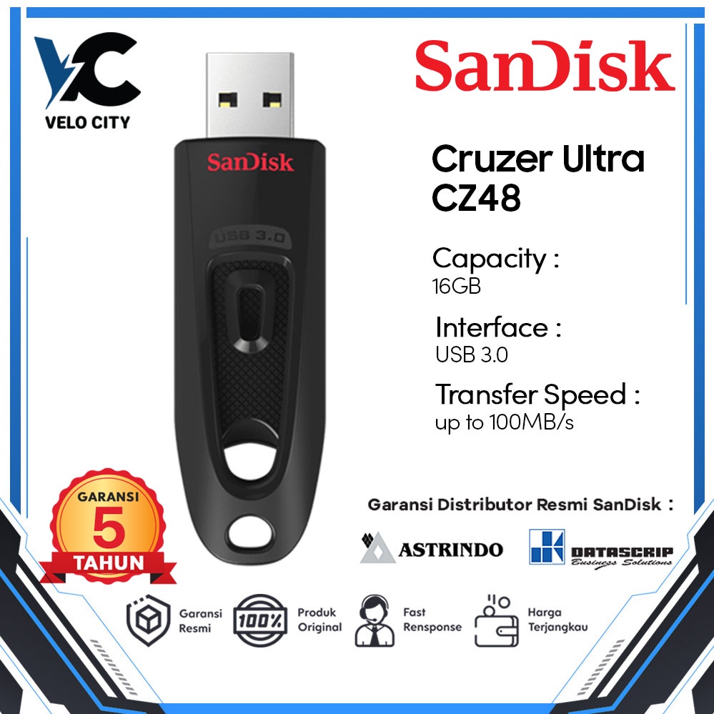 Flashdisk 16gb Sandisk Ultra 16gb USB 3.0 Flash Drive Cz48 - Garansi Resmi