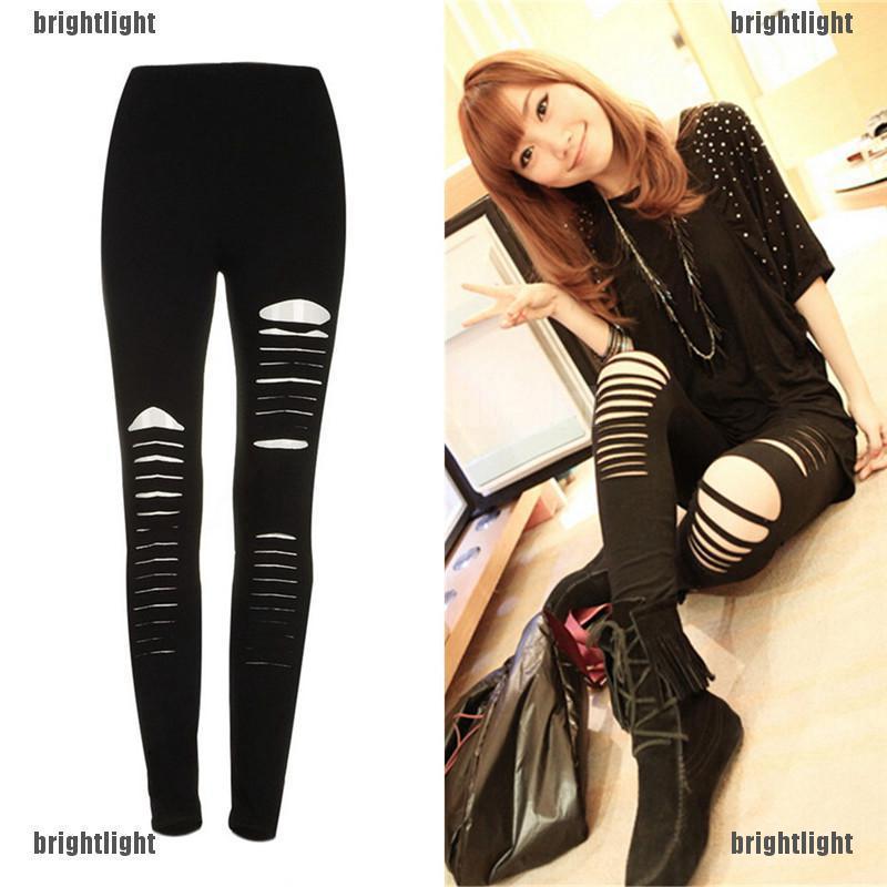  Celana  Panjang Legging Wanita Model  Sobek Bolong Warna 