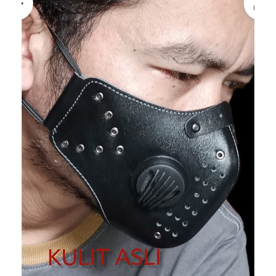 masker pria kekinian - masker berkendara pria dari kulit asli anti debu polusi