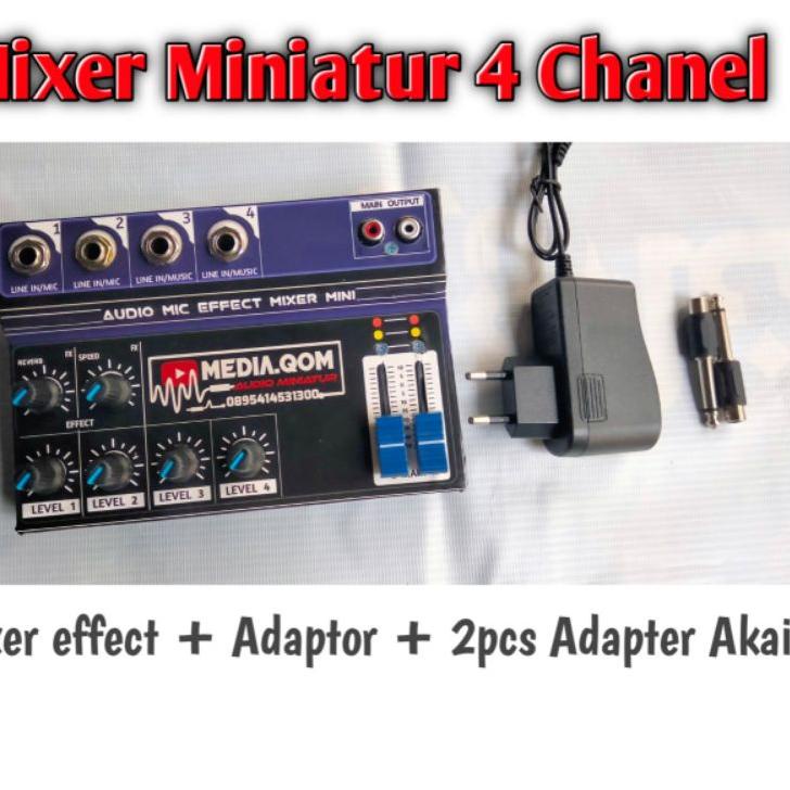 LANGSUNG KIRIM.. Mixer audio mini 4chanel Effect reverb 12v bonus adaptor