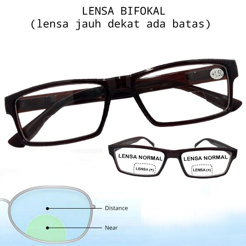 Kacamata Baca Plus (+) 2 Fungsi Uk +1.00 s/d +3.00 Kacamata Plus Kacamata Dobel Baca dan Jalan Untuk Pria Wanita Unisex Kacamata Rabun Dekat Eye Glasses Kacamata Gaya / Kacamata Baca Fashion Tebaru