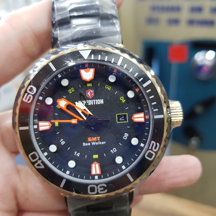 Jam tangan pria Expedition E 6727 E6727 GMT Sea Walker black rosegold Original