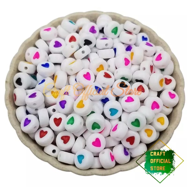 120 Pcs Manik Manik Mote Love Mute Bulat Pipih Bahan Meronce