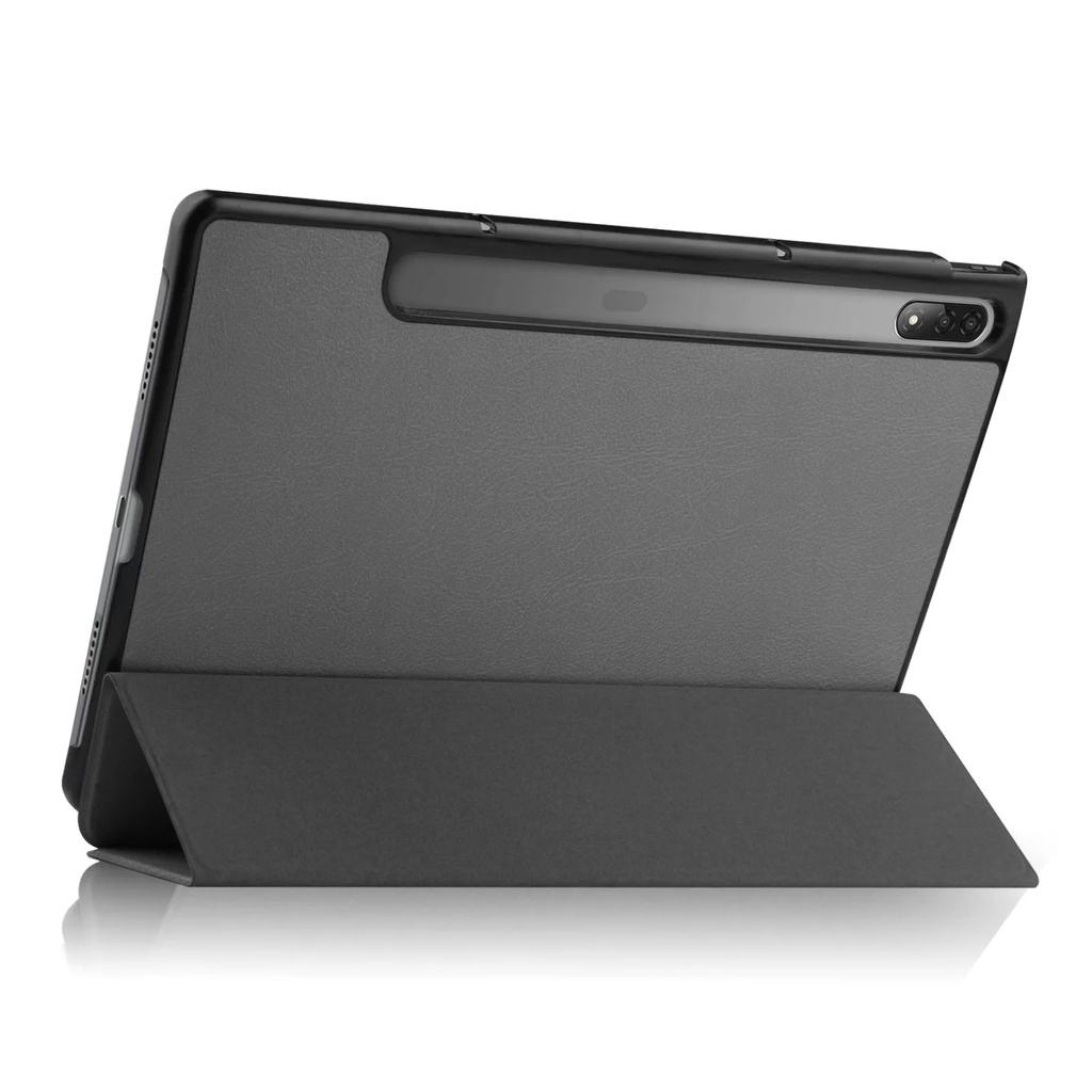 [Tidur/Bangun] Untuk Lenovo Tab P12 Pro 12.6-inci 2021p12pro TB-Q706F TB-Q706N TB-Q706 Tablet Perlindungan Case Mode Lipat Tiga Warna Solid Flip Leather Cover Fold Stand