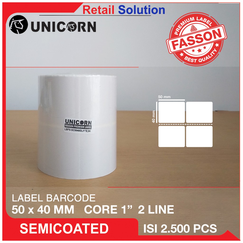 Stiker Label Barcode Semicoat 50x40 mm / 50 x 40 mm / 50x40mm / 5X4 CM