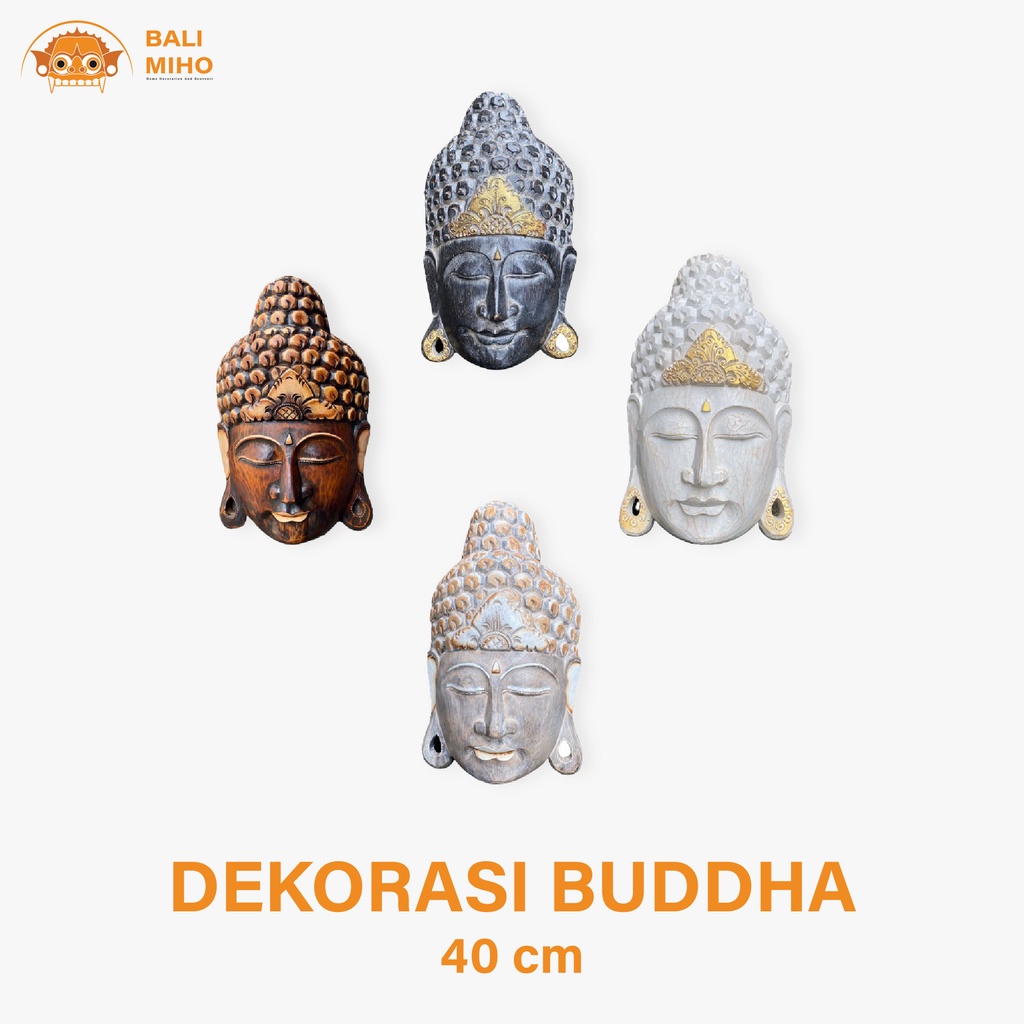 Dekorasi Dinding Patung Kepala Buddha 40 CM Topeng Budha Kayu Topeng Kepala Buddha Kayu Topeng Buda 
