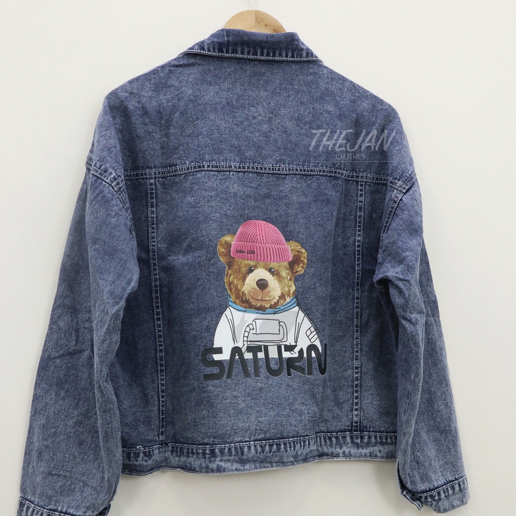 Oversize astro bear jacket jeans wanita by Genijeans