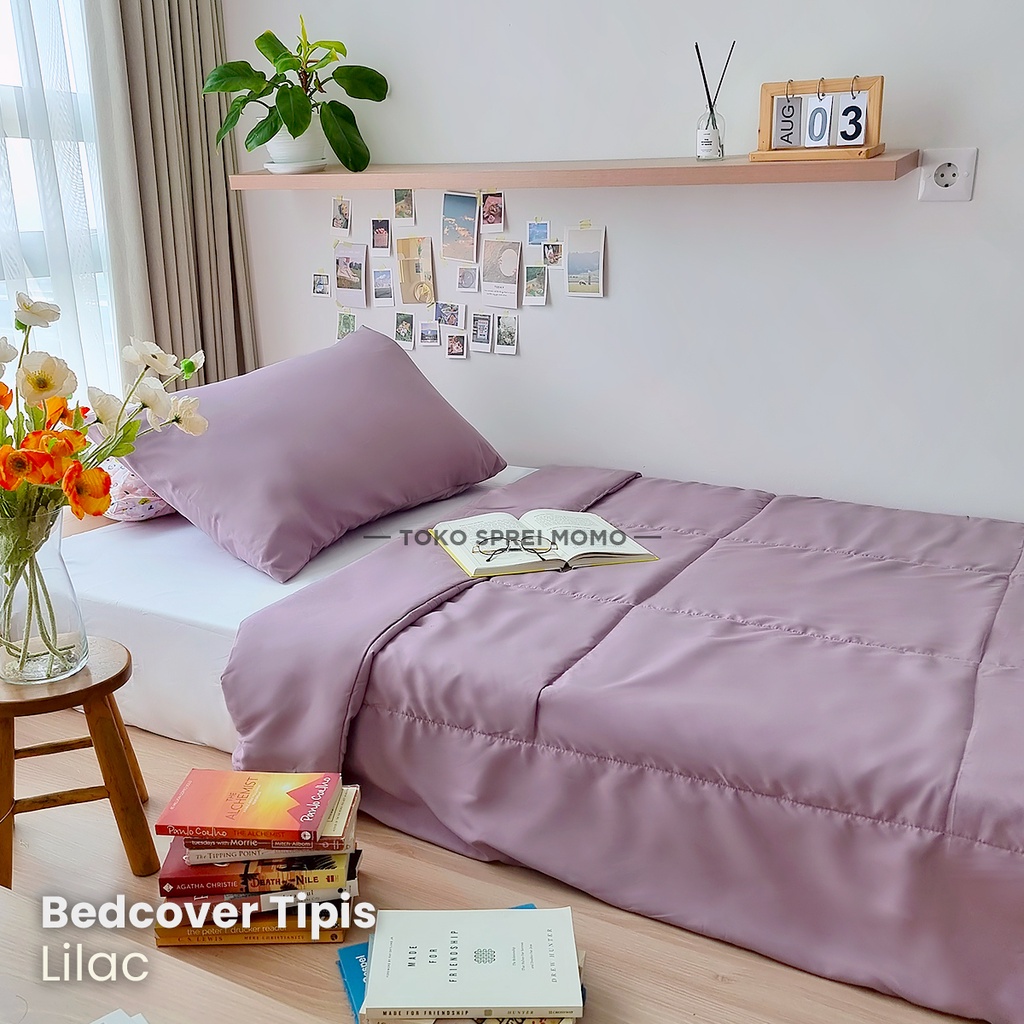 Bedcover Single Polos Lite Edition - Microtex Seri Aesthetic - Selimut Saja